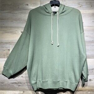 J Crew University Terry OVERSIZED Hoodie Womens Medium Cypress Green Boxy Lounge